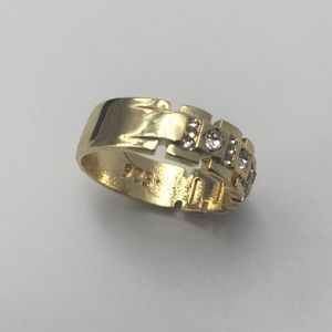 Elegant Gold-Tone Ring with Crystal Accents